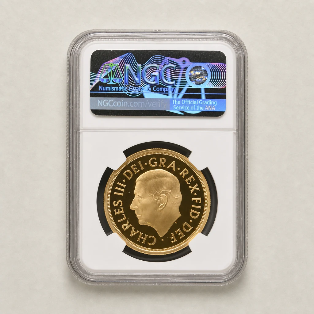 King Charles III portrait and reverse of the NGC holder